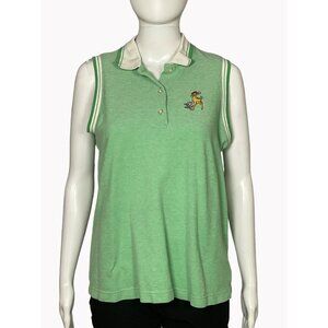 Vintage Disney Store Bambi Sleeveless Polo Shirt M Green Cotton